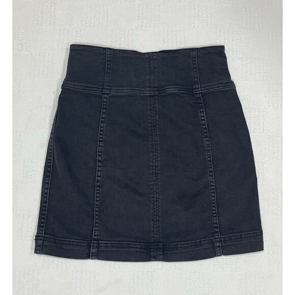 Free People Women's Skirt Mini Denim Black Lace Up Modern Femme Corset Size 4 - Picture 2 of 5